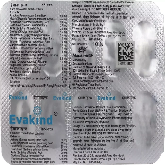 MANKIND PHARMA Evakind Tablets - Mankind - 10Tablets