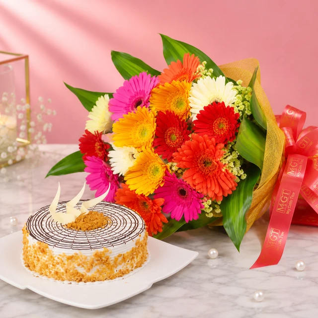 My Gifts Tree Pretty Gerberas Bunch with Butterscotch