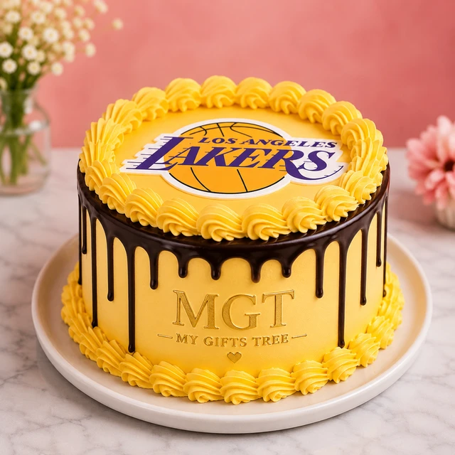 My Gifts Tree Lakers Drip Basket Ball Cake - 1.5 KG
