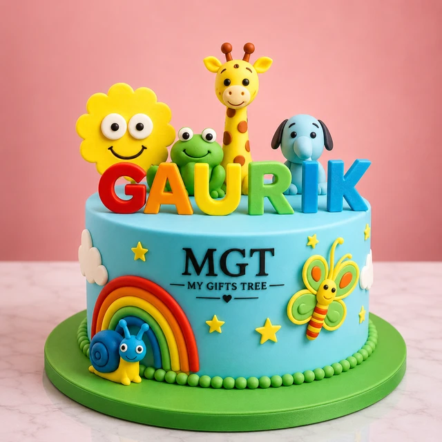 My Gifts Tree Rainbow Jungle Animals Cake