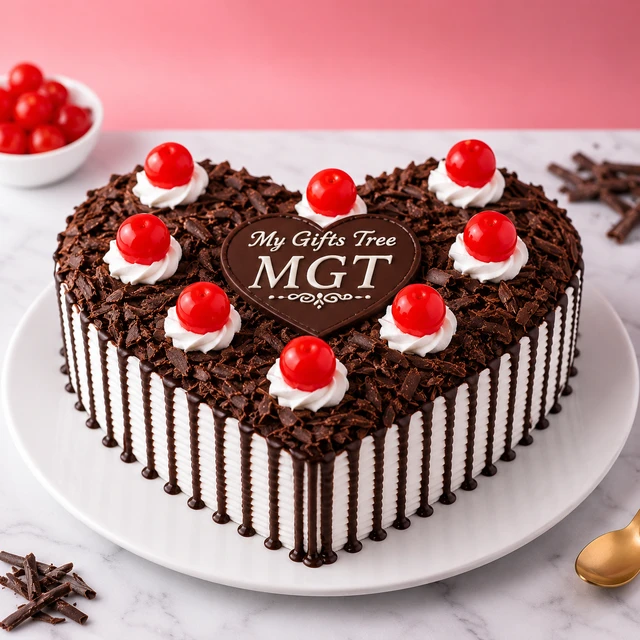 My Gifts Tree Decadent Blackforest Heart Shape Cake 2 KG - 2 KG