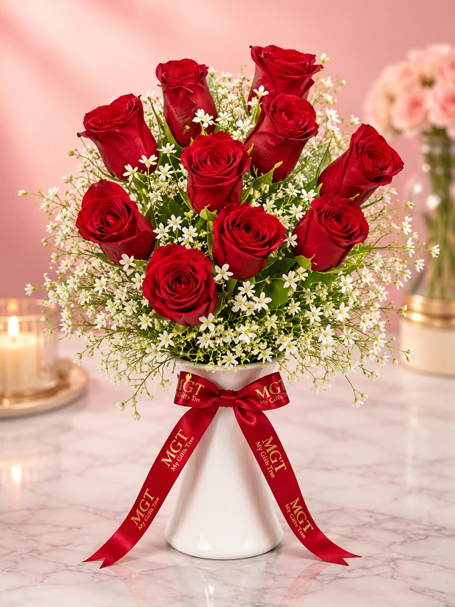 My Gifts Tree Red Heart Roses - Premium Rose Bouquet