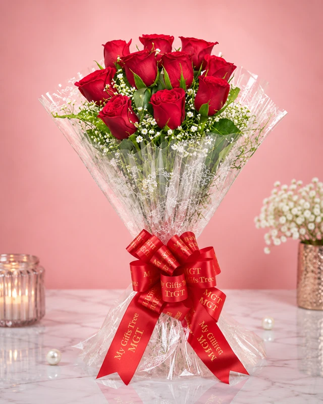 My Gifts Tree Red Roses with Poly Packing - Premium Rose Bouquet