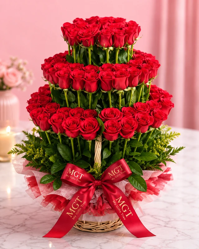 My Gifts Tree Flower Arrangment of Red Roses - Premium Rose Bouquet