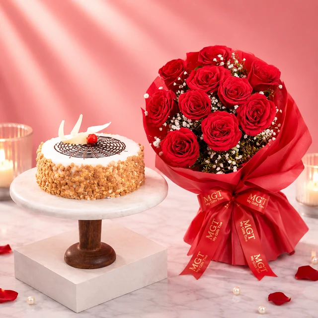 My Gifts Tree Butterscotch with Red Roses Combo - 500 GM