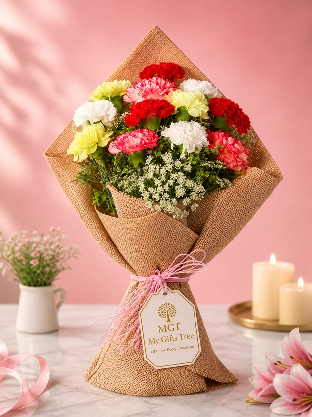 My Gifts Tree Brown Shade Carnation - Premium Carnation Bouquet