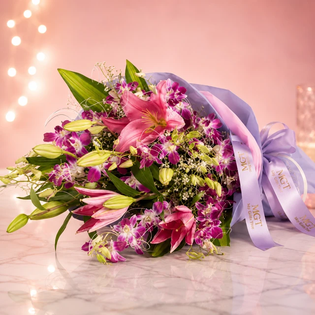 My Gifts Tree Charming Mix Flowers Lilies - Premium Orchid Arrangement