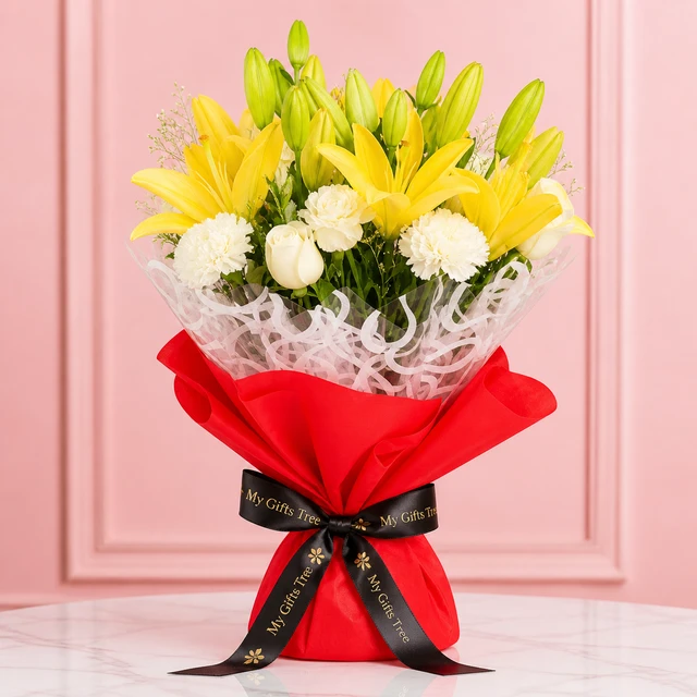 My Gifts Tree Elegant Bouquet with Yellow Lilies