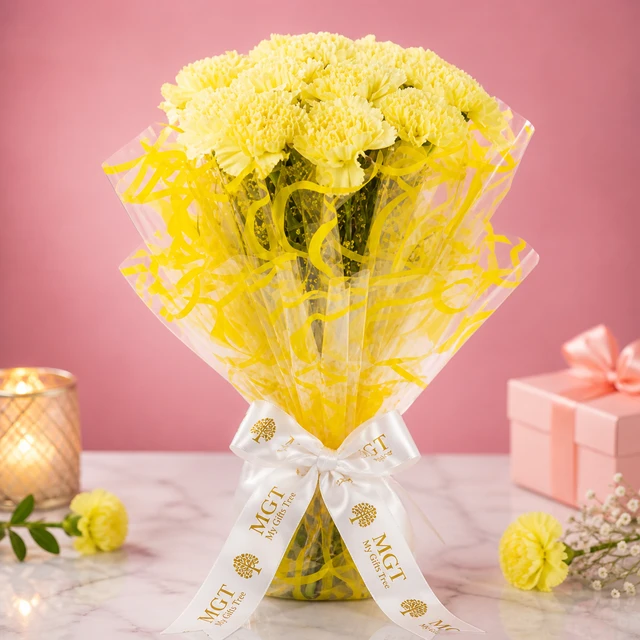 My Gifts Tree Glory of Ca Yellow Carnation - Premium Carnation Bouquet
