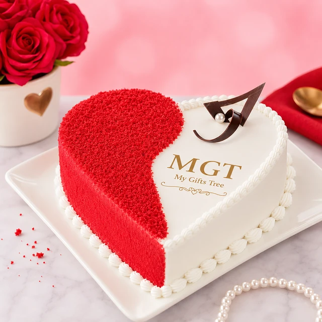 My Gifts Tree Half Red Heart Shape Cake 2 KG - 2 KG