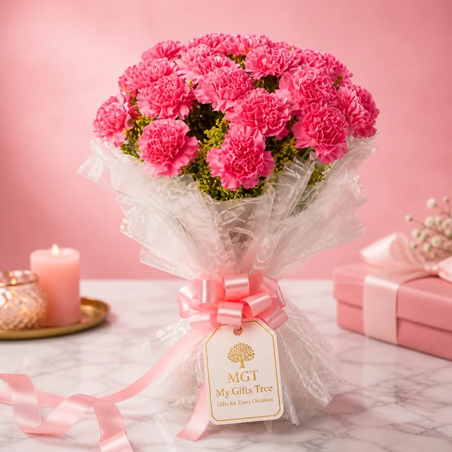 My Gifts Tree Gorgeous Pink Carnation - Premium Carnation Bouquet