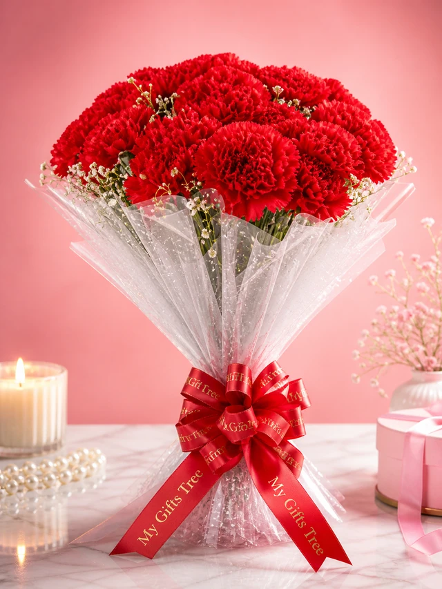 My Gifts Tree Loving Blooms Carnation in Red - Premium Carnation Bouquet