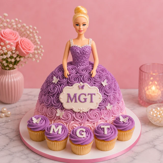 My Gifts Tree Ombre Purple Rosette Doll Cake - 2 KG