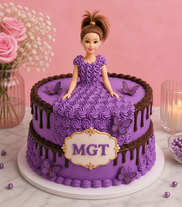 My Gifts Tree Purple Butterfly Doll Cake - 2.5 KG