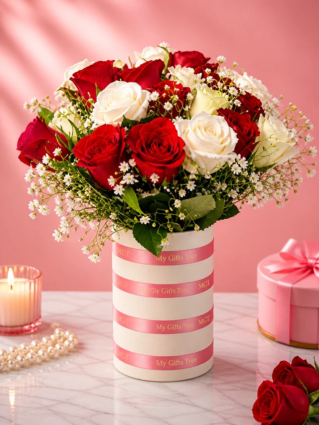 My Gifts Tree Red White Carnation Love - Premium Carnation Bouquet