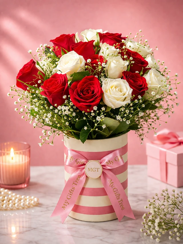 My Gifts Tree Red White Carnation Love - Premium Carnation Bouquet