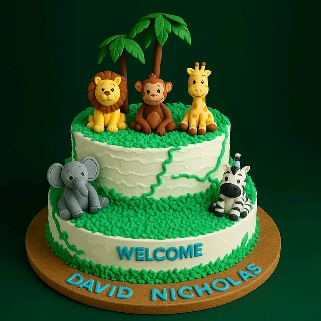 My Gifts Tree Welcome Baby Jungle Theme Cake