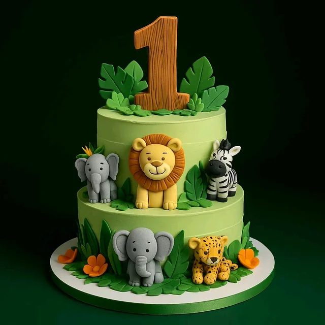 My Gifts Tree Two Tier Forest Jungle Animals Cake