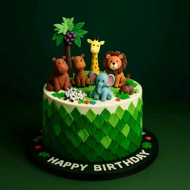 My Gifts Tree Jungle Animals Celebration Cake