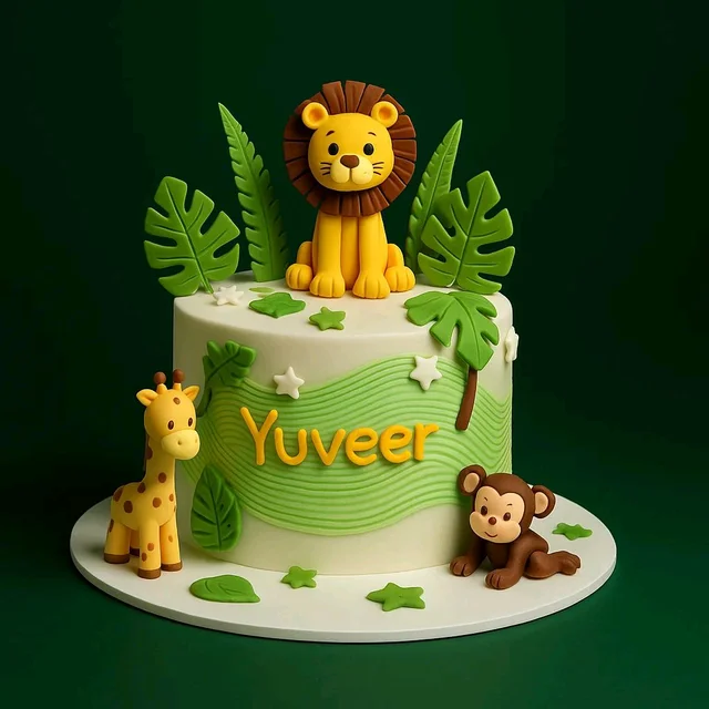 My Gifts Tree Lion Giraffe Monkey Jungle Theme Cake