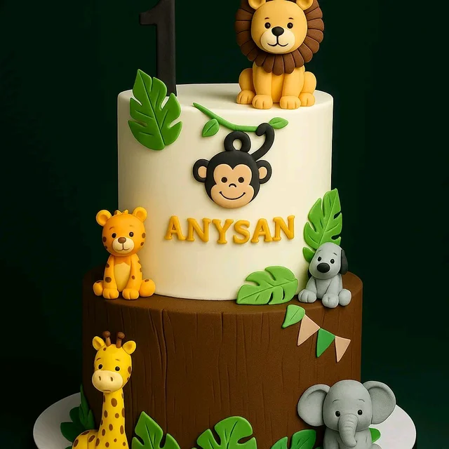 My Gifts Tree Two Tier Safari Celebration Cake