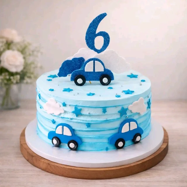 My Gifts Tree Blue Car Theme Kids Birthday Cake