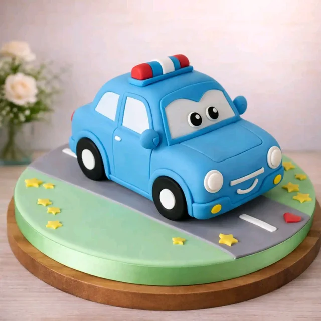 My Gifts Tree Cute Cartoon Police Car Theme Cake