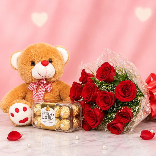 My Gifts Tree Rocher with Red Roses