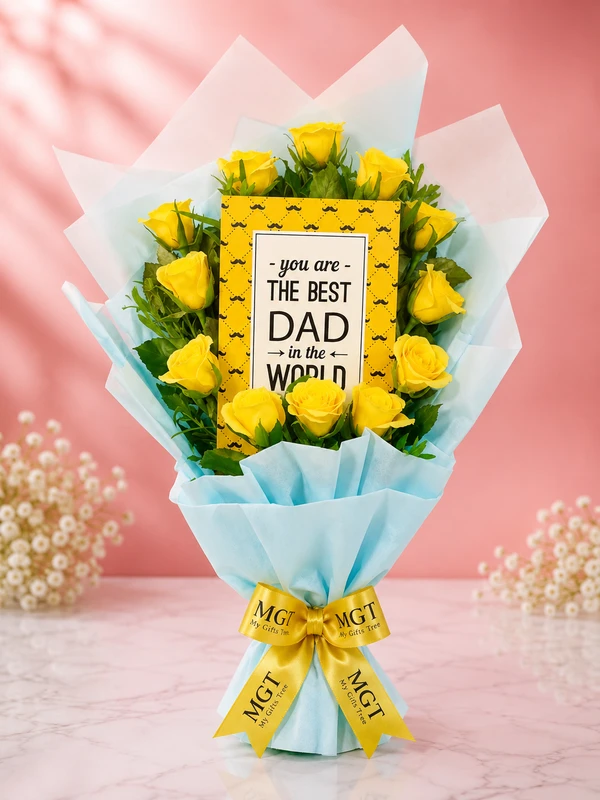 My Gifts Tree Best Dad Yellow Rose Bouquet