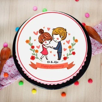 My Gifts Tree Blissfull Aniversary Di & Jiju Photo Cake 1.5 KG - 1.5 KG