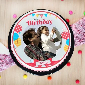 My Gifts Tree Blooming Blooms Birthday Photo Cake 1.5 KG - 1.5 KG
