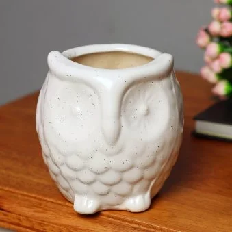 My Gifts Tree Ceramic White Owl Planter