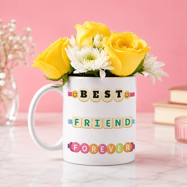 My Gifts Tree Charming Yellow Roses & White Daisy Mug | Friendship Day Special