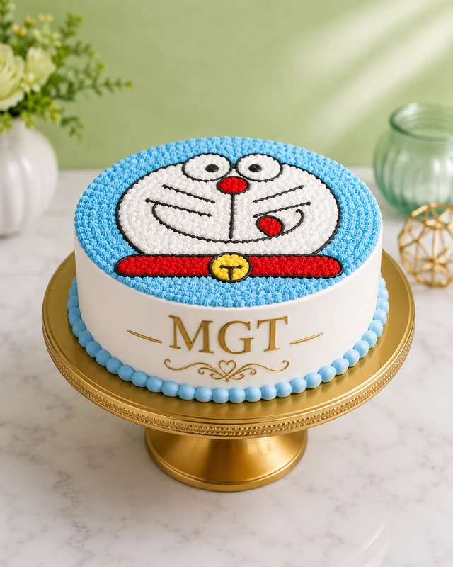 Doraemon Face Theme Birthday Cake