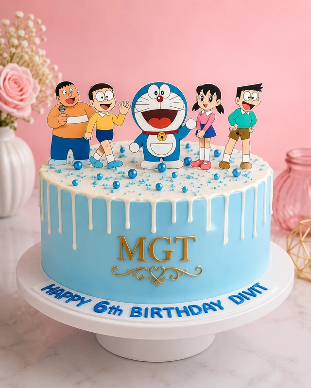 Doraemon and Friends Theme Birthday Cake
