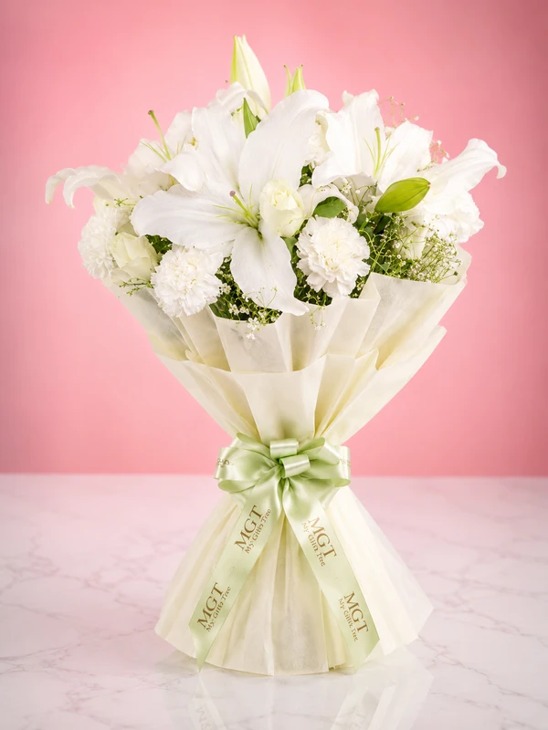 My Gifts Tree Elegant White Lily & Carnation Luxury Bouquet