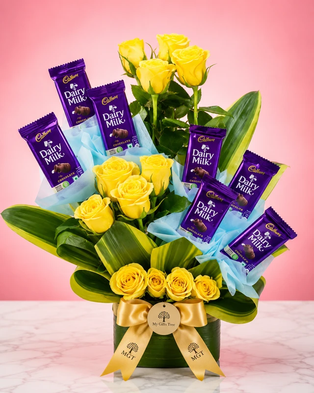 My Gifts Tree Golden Bliss Dairy Milk Rose Arrangement