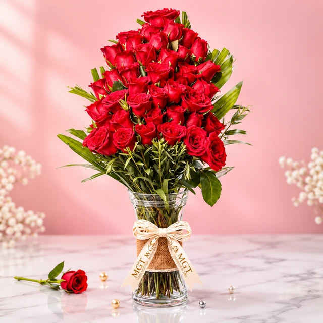 Grand Royal Red Rose Vase Bouquet