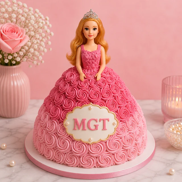 My Gifts Tree Pink Ombre Rosette Doll Cake - 2.5 KG