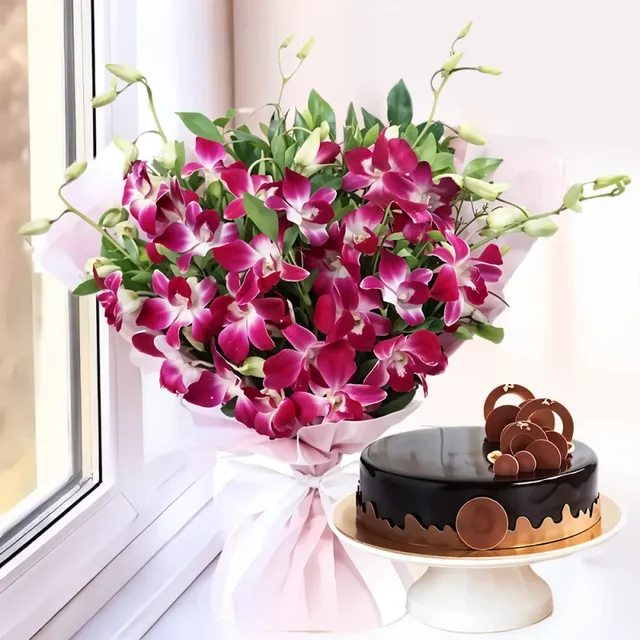 My Gifts Tree Orchid Bliss with Cake - 500 GM