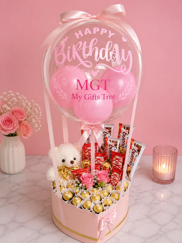 My Gifts Tree Pastle Birthday Arrengment with Balloon - 1 KG