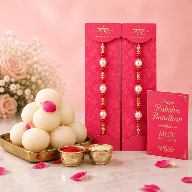 Pearl Rakhi Set And Rasgulla