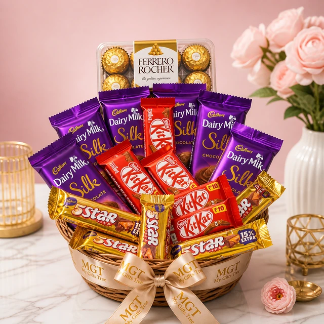 My Gifts Tree Premium Silk, Ferrero & KitKat Chocolate Basket