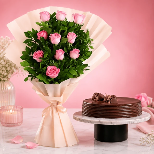 My Gifts Tree Pretty in Pastel Roses Truffle Cake | Friendship Day Special