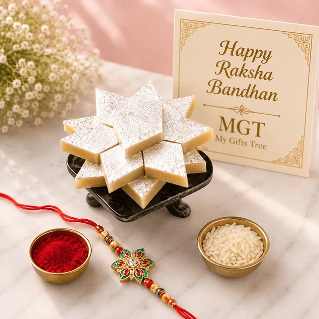 Rakhi With Kaju Katli Small Hamper