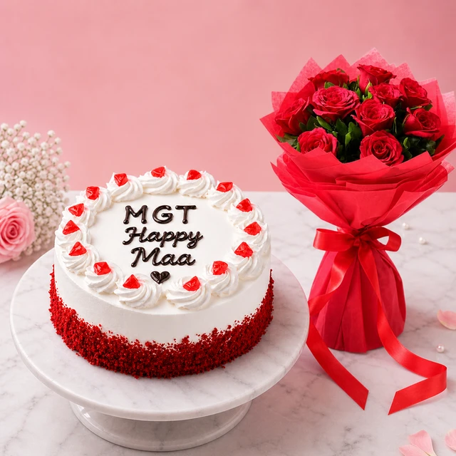 My Gifts Tree Romantic Cake & Flowers Arrengment - 1 KG