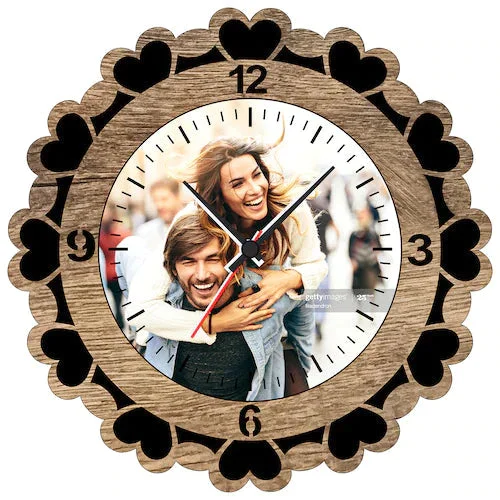 My Gifts Tree Round Wood Frame Personalized Clock