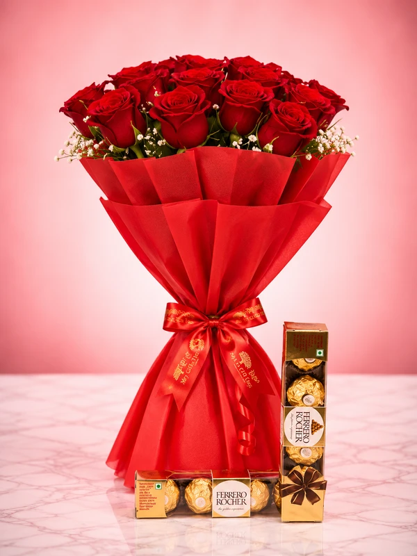Royal Ferrero Red Rose Bouquet Combo