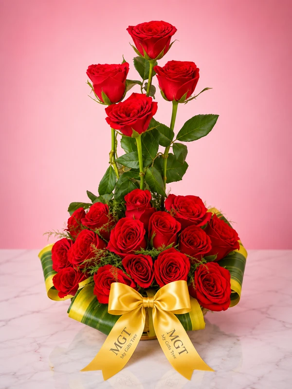 Royal Scarlet Red Rose Arrangement