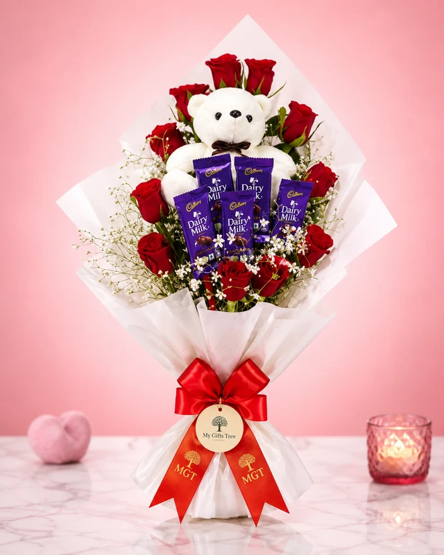 My Gifts Tree Royal Teddy Chocolate Rose Bouquet